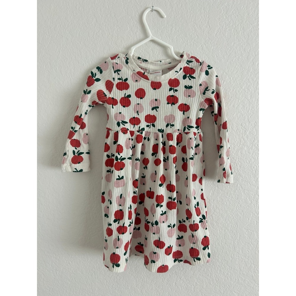 Hanna Andersson Apples Long Sleeve Ribbed Dress Girls 2T